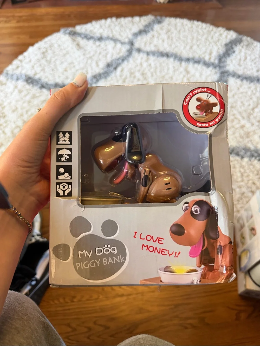 NIB Brown Interactive Dog Coin Bank with Moving Head